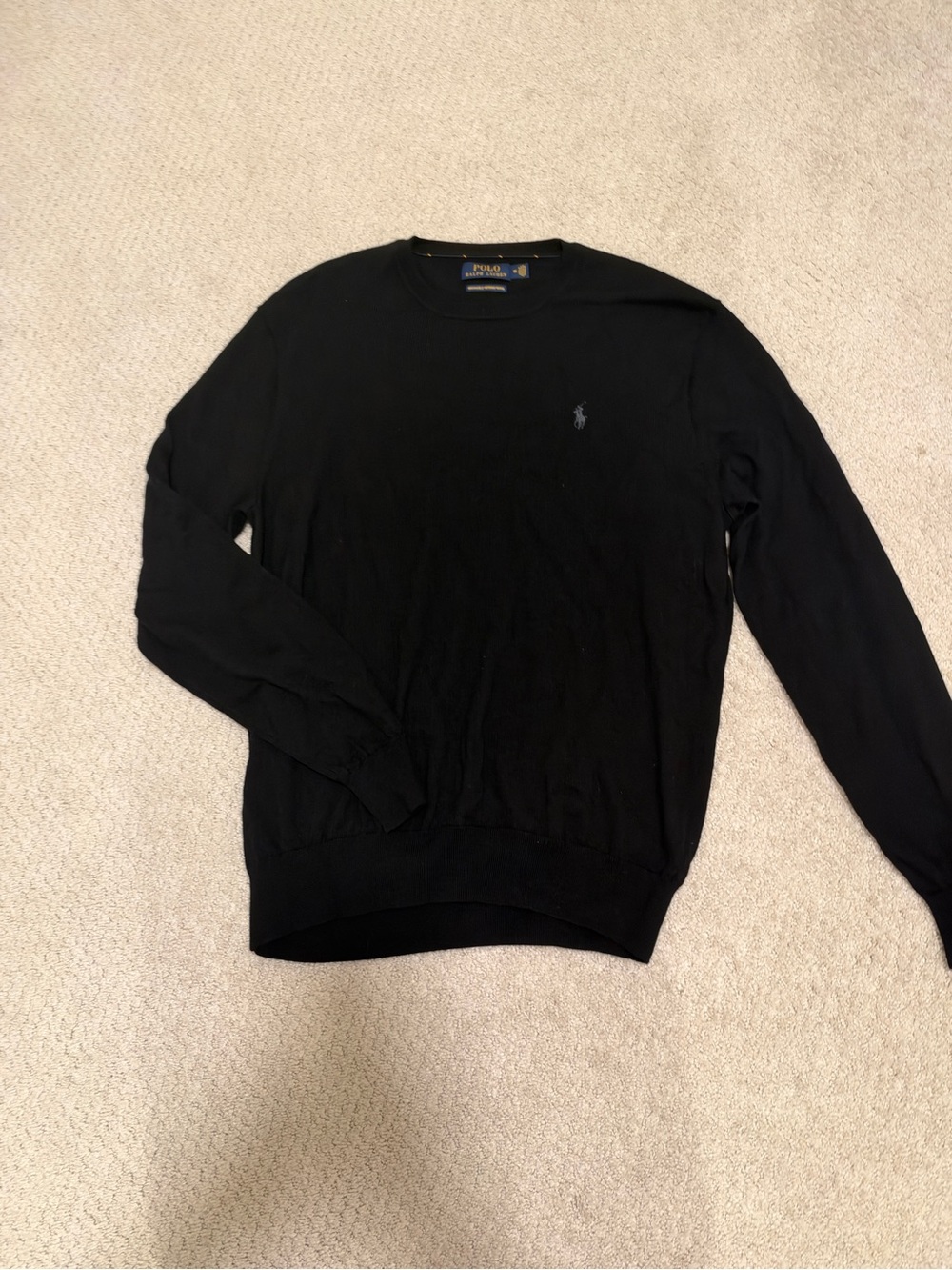 Ralph Lauren Black Crewneck Merino Wool Sweater